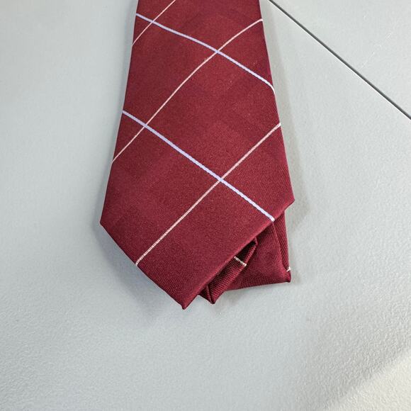 MICHAEL KORS Men's Silk Blend Tie York Grid Burgandy NEW MSRP: $69.50 - Picture 3 of 10